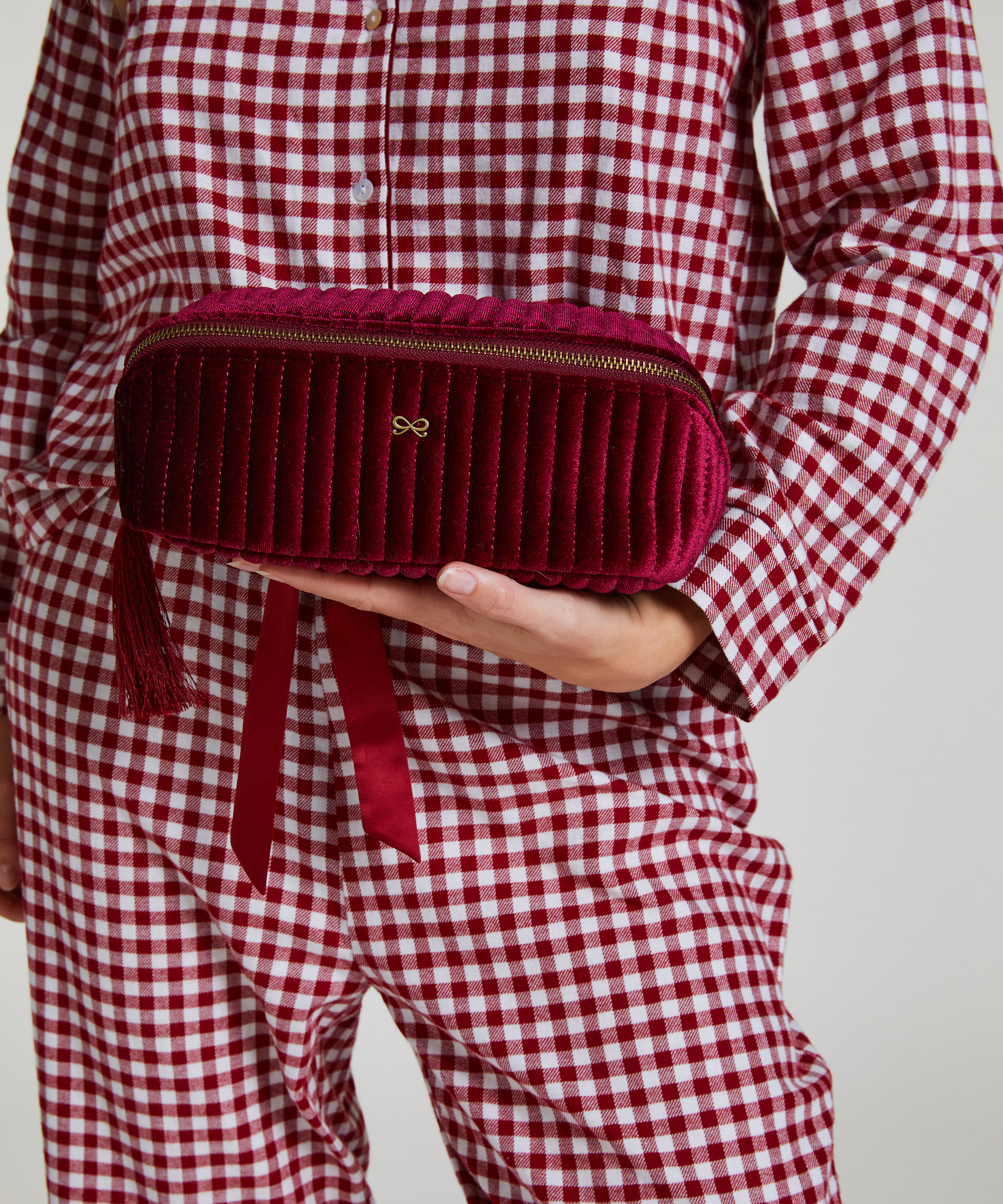 Velvet Make-Up Bag, Red, main