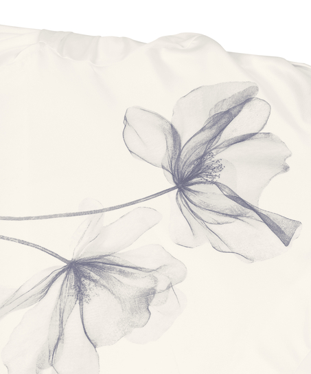 Kimono Long Satin Floral, White