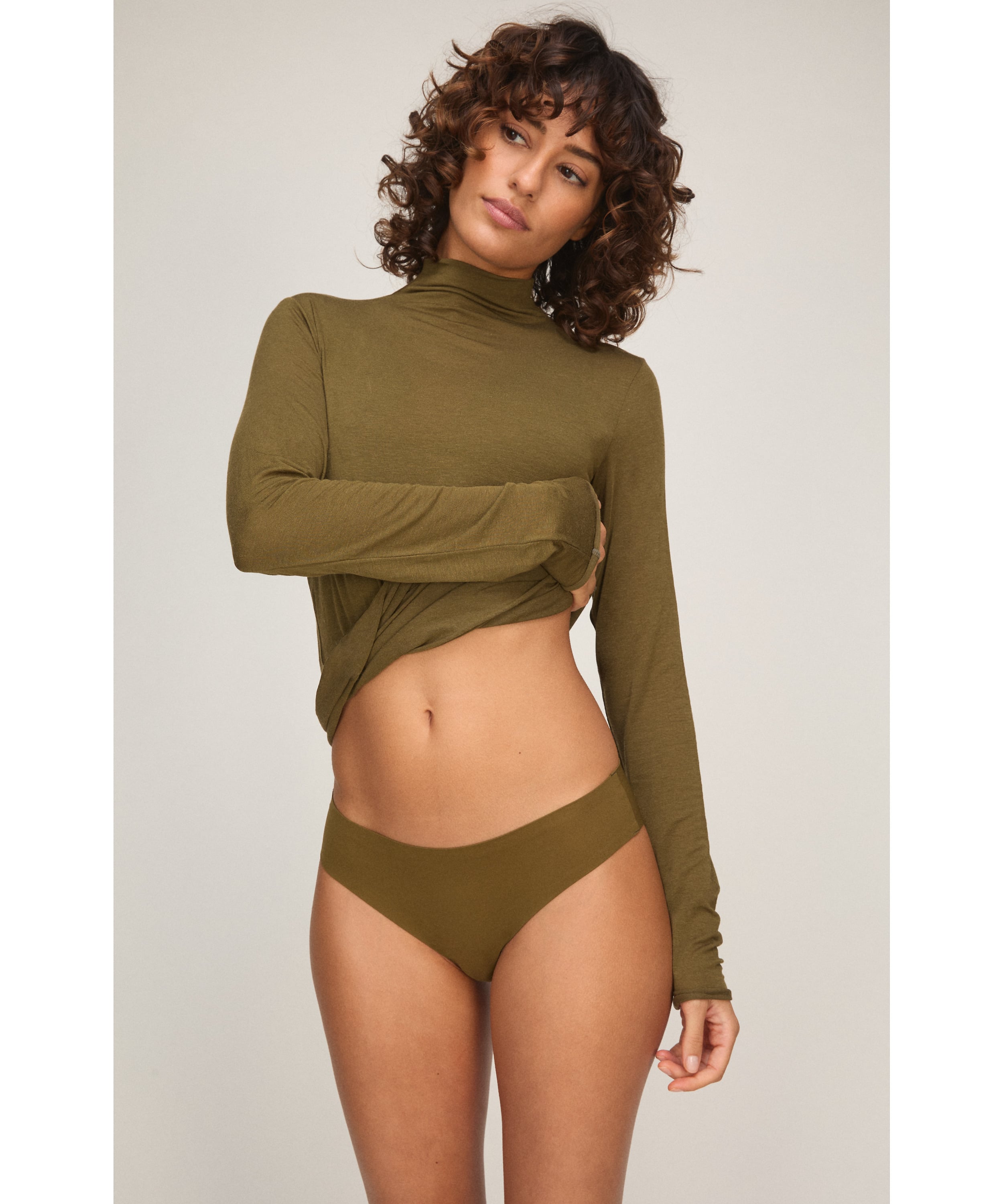 super soft Turtleneck shirt with Cashmere, Brown, main
