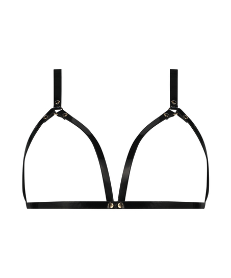 Faux Leather Bralette, Black
