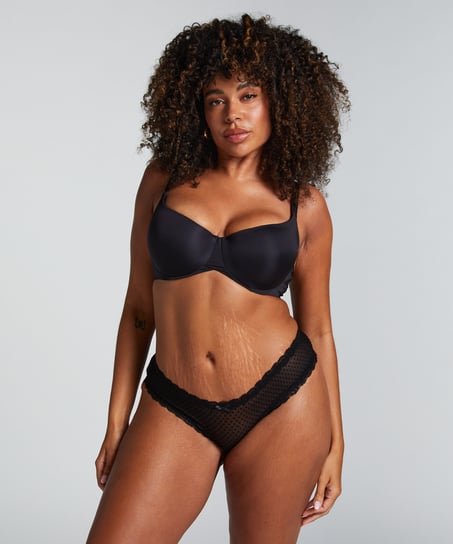 V-shaped Brazilian knickers mesh, Black