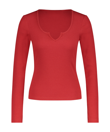 Top V-neck long sleeves, Red