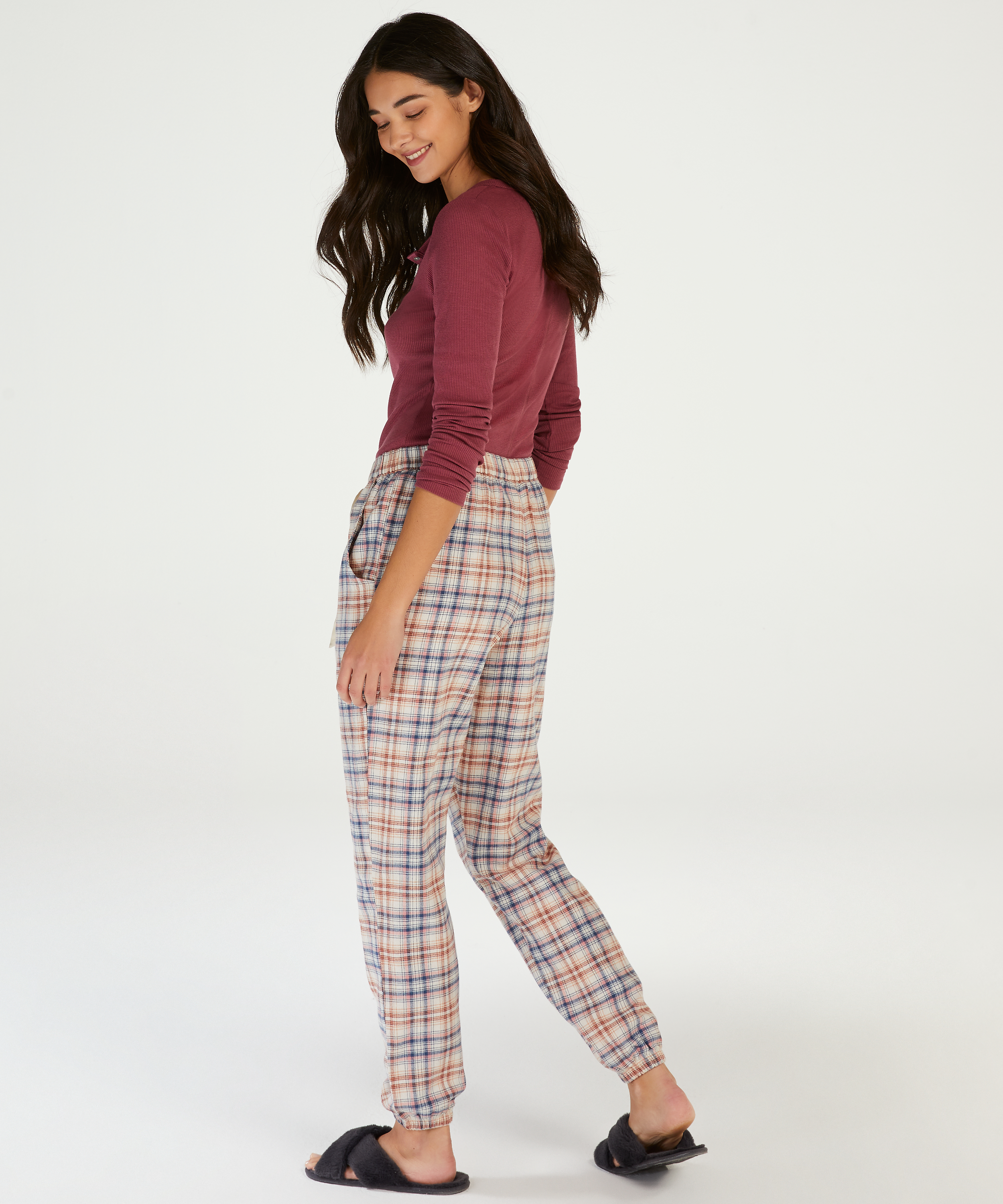 Check Pyjama Pants, Beige, main