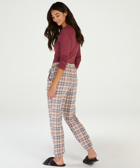 Check Pyjama Pants, Beige