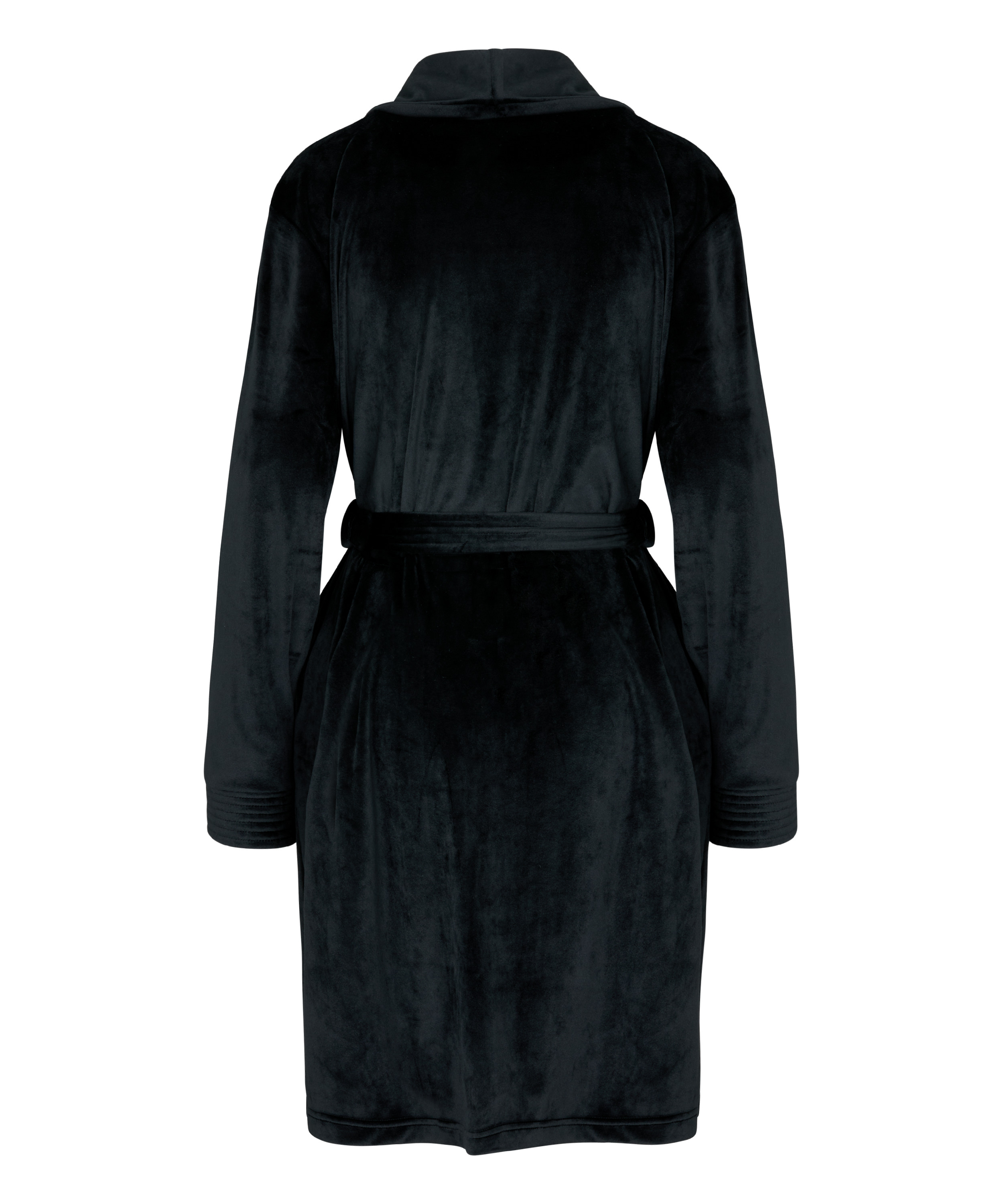 Velours short bathrobe, Black, main
