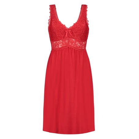 Nora Lace Slip Dress, Red