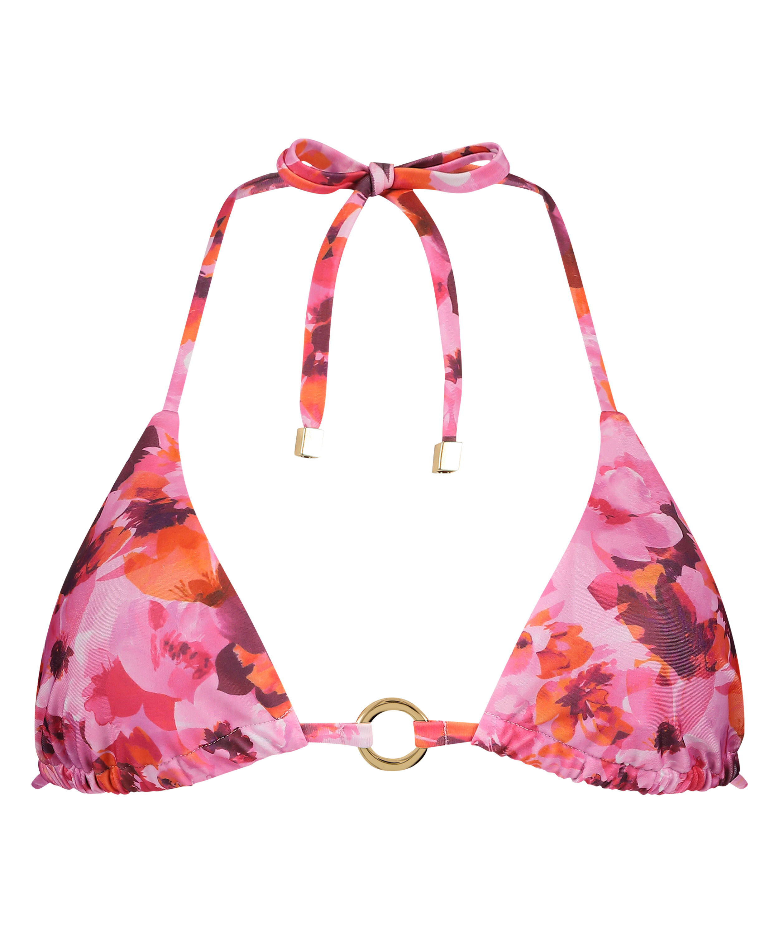 Floral Triangle Bikini Top, Pink