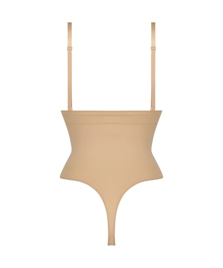 Seamless Enhancing High Waisted Thong, Beige