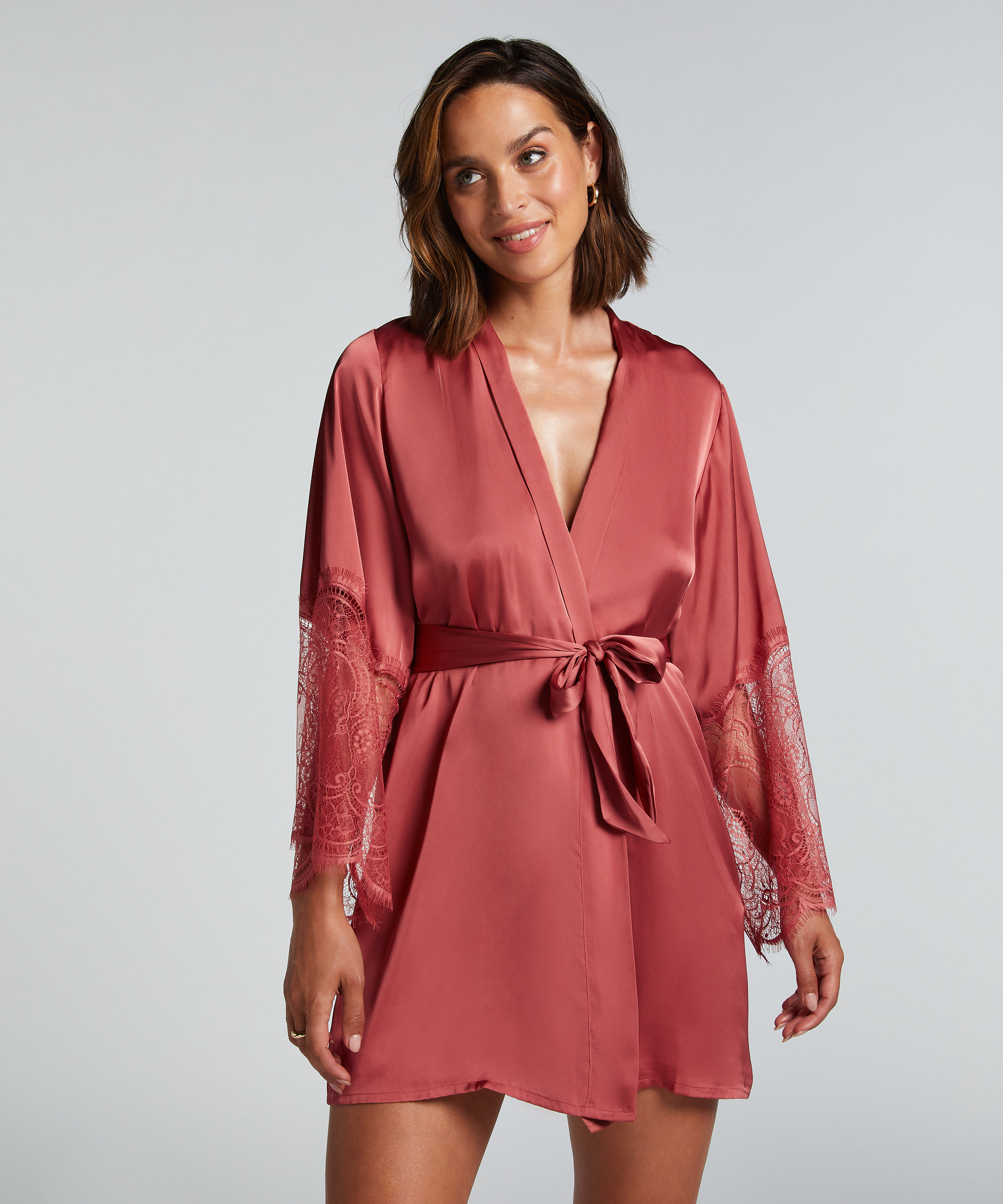 Satin Kimono, Pink, main