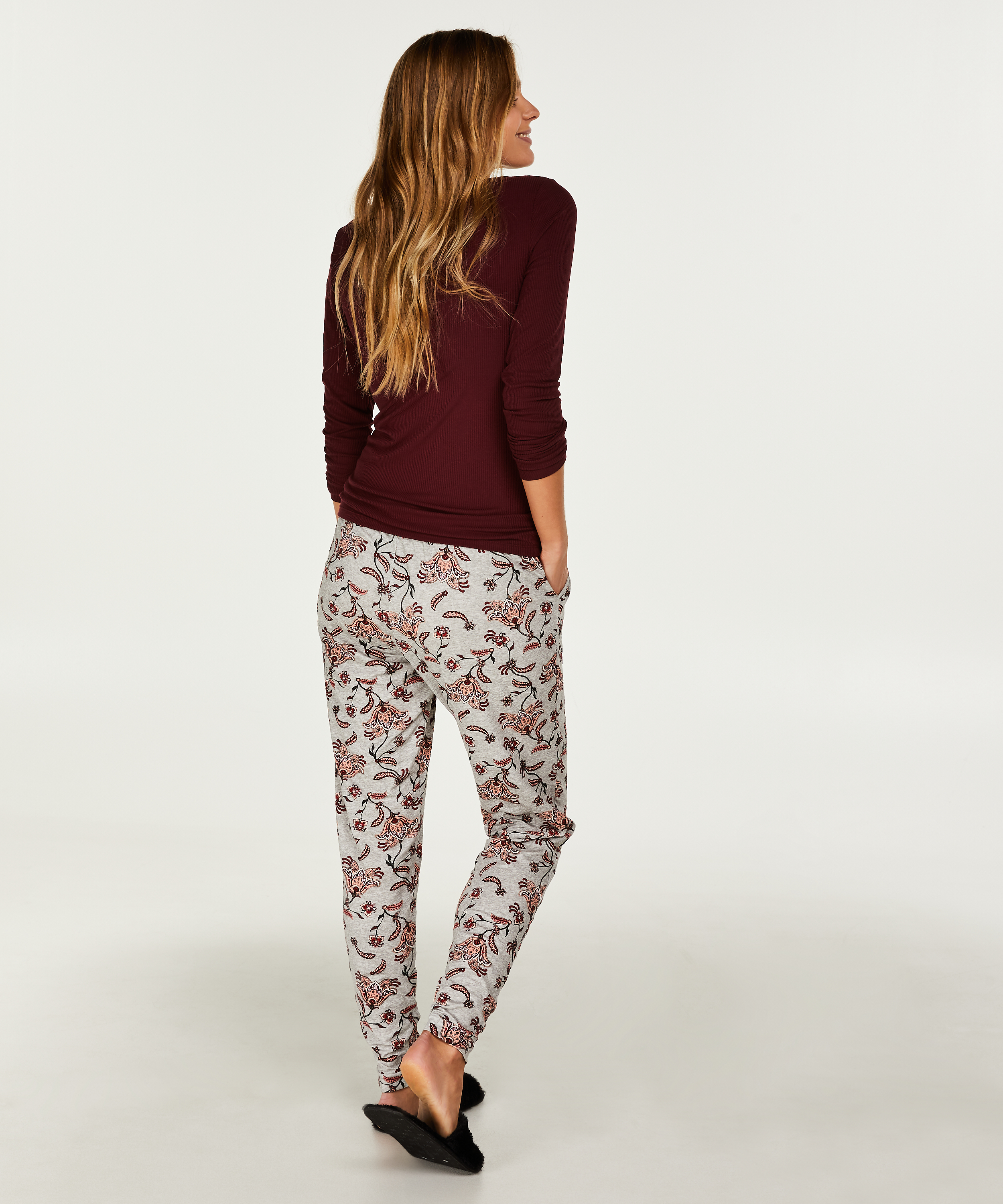 Loose-fitting Pajama Pants, Gray, main