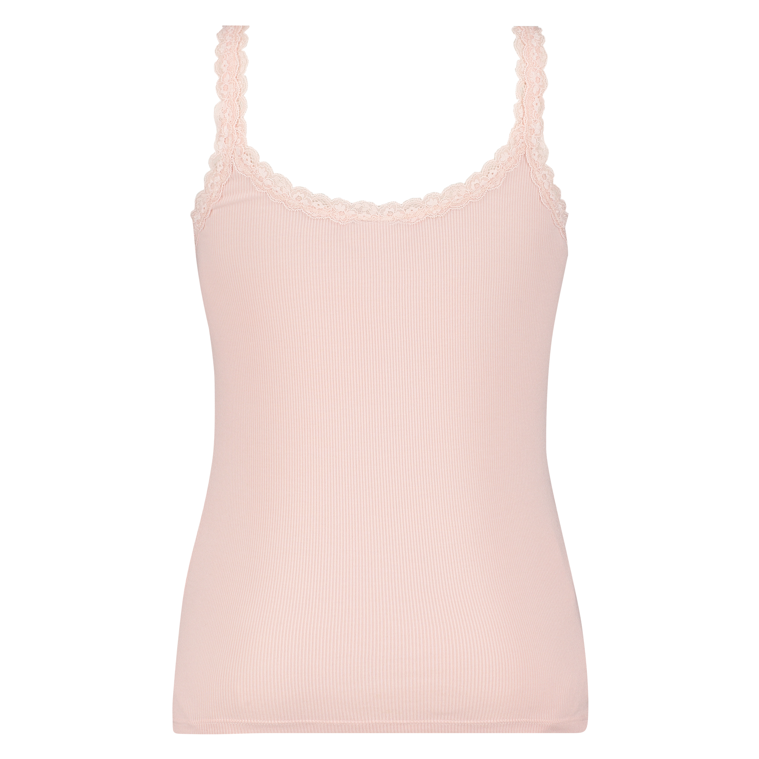 Singlet top cami rib lace, Pink, main