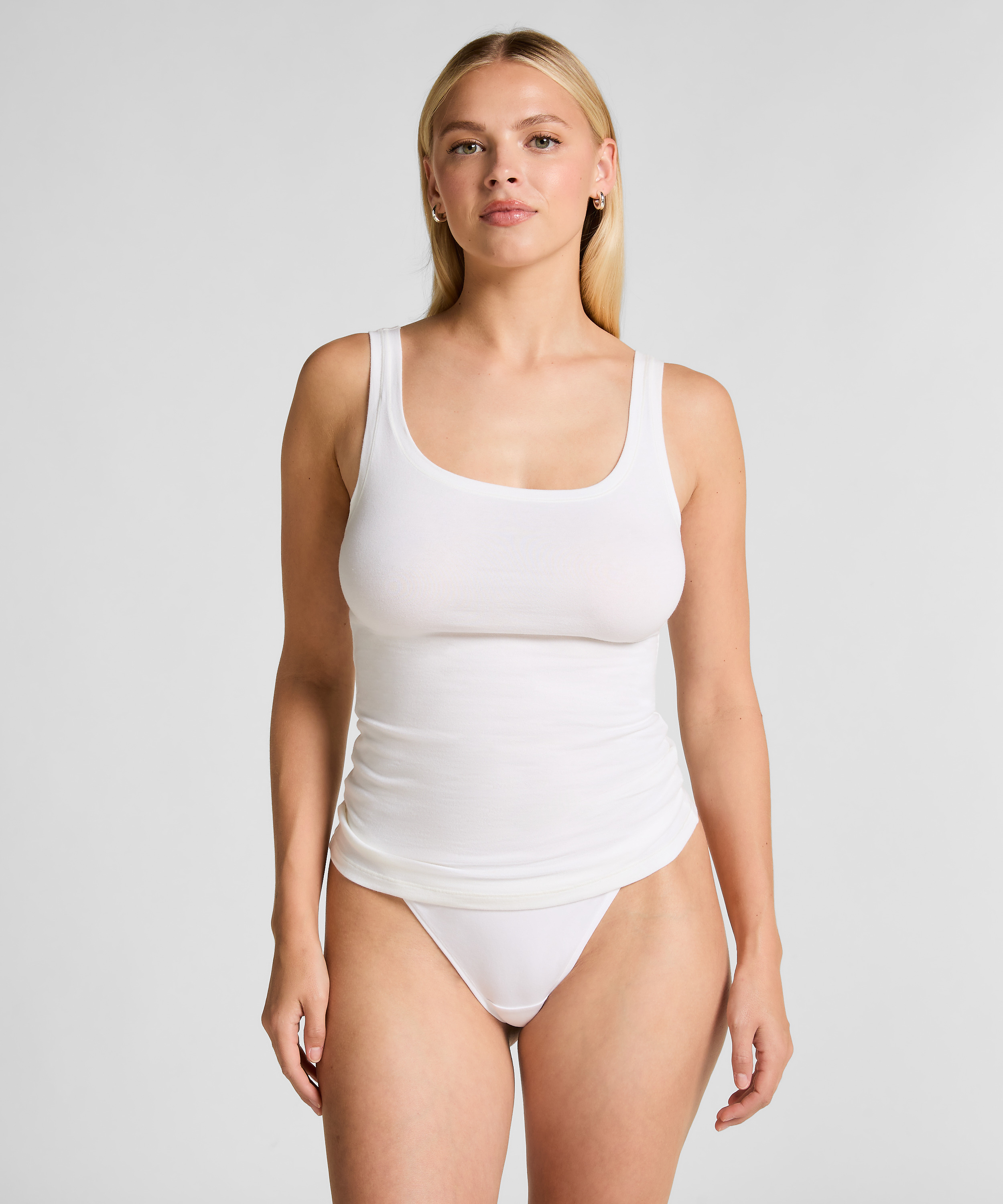 Singlet Tanktop Soft Cotton, White, main
