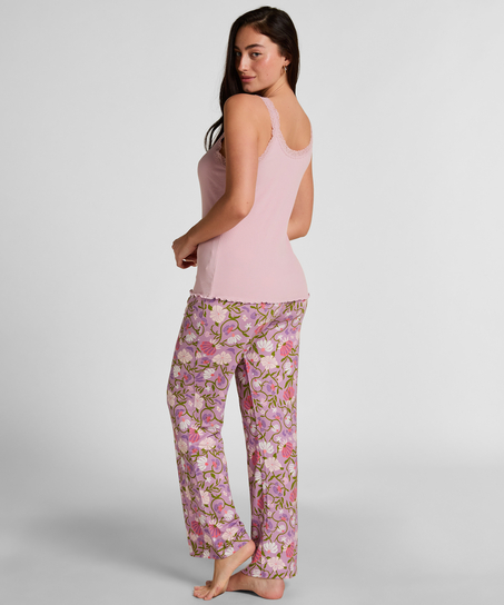 Singlet Rib Jersey Lace, Pink