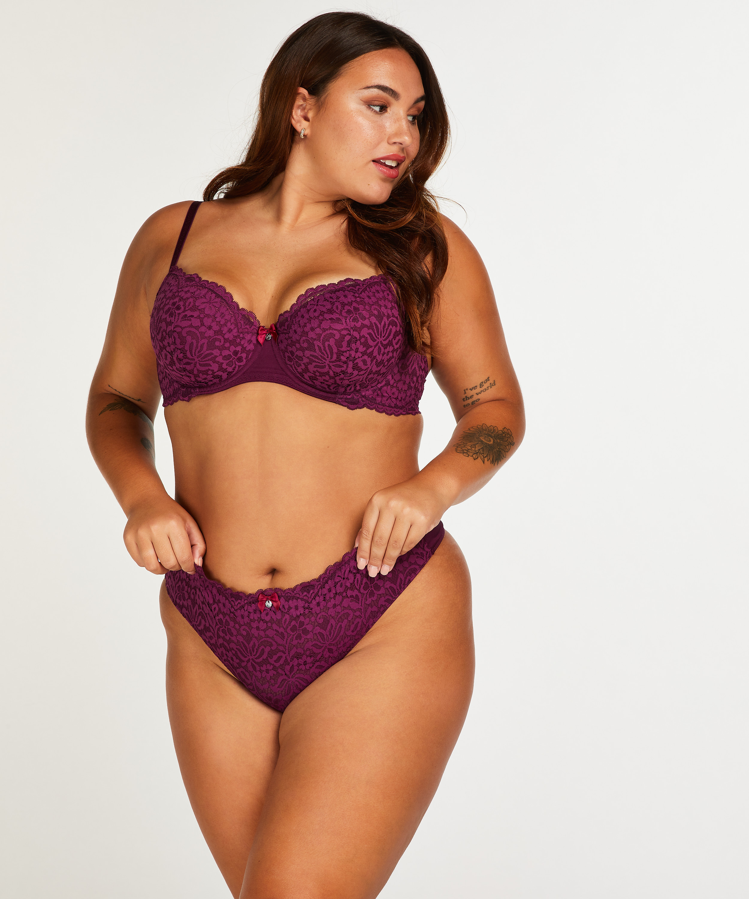 Rose Padded Underwired Bra, Purple, main