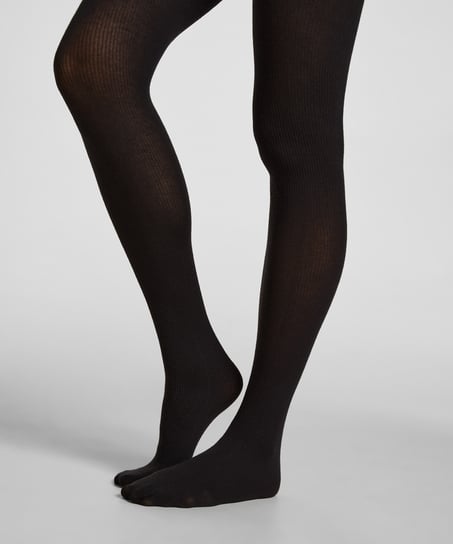 Tight Rib Knit Cashmere Blend, Black