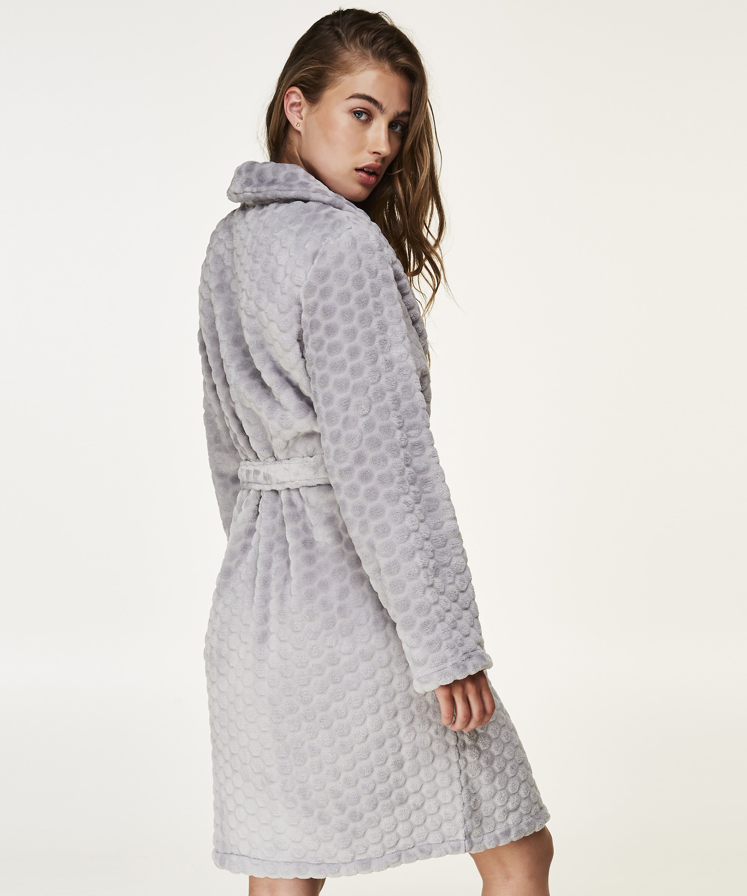 Fleece Bathrobe, Gray, main