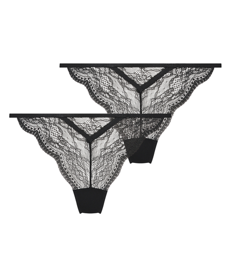 2-pack Isabelle Thongs, Black