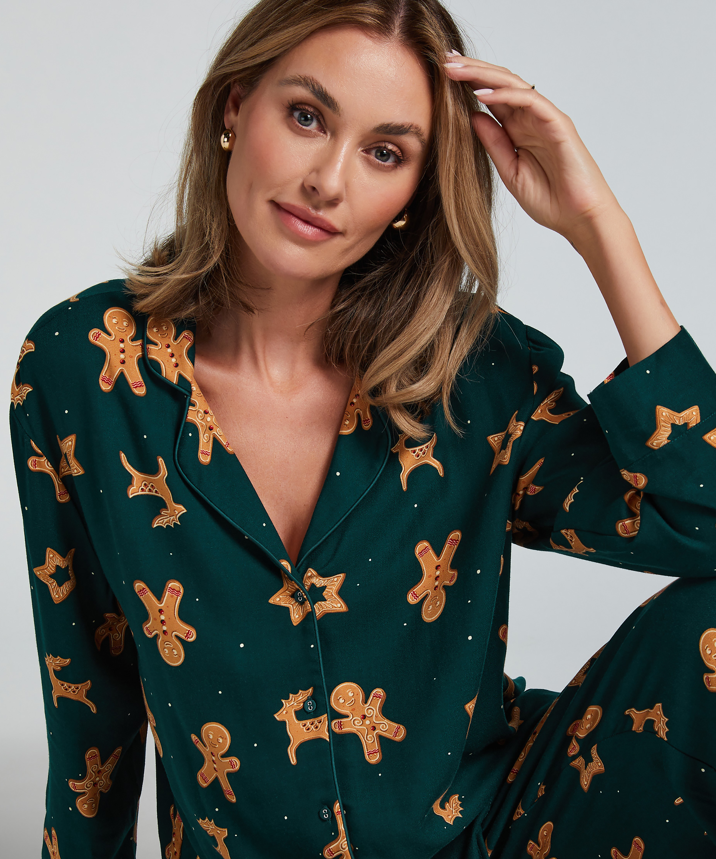 Gingerbread Pyjama Set, Green, main