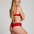 V-shaped Brazilian knickers mesh, Red