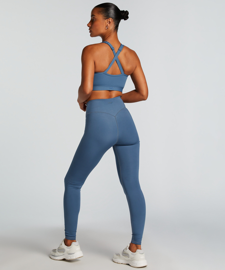HKMX Crossed High Waisted Leggings, Blue