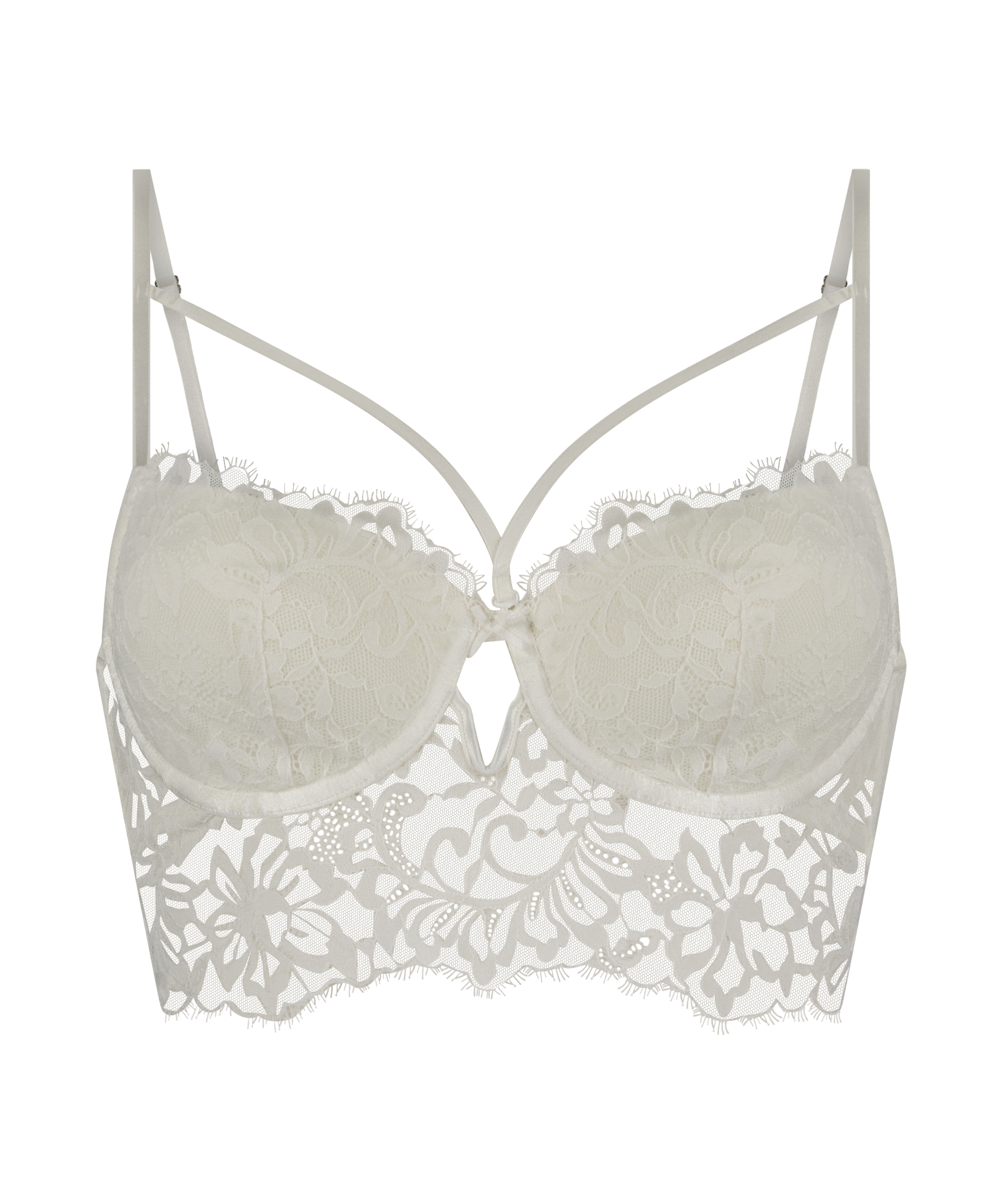 Isabella Padded Underwired Longline Bra, White, main