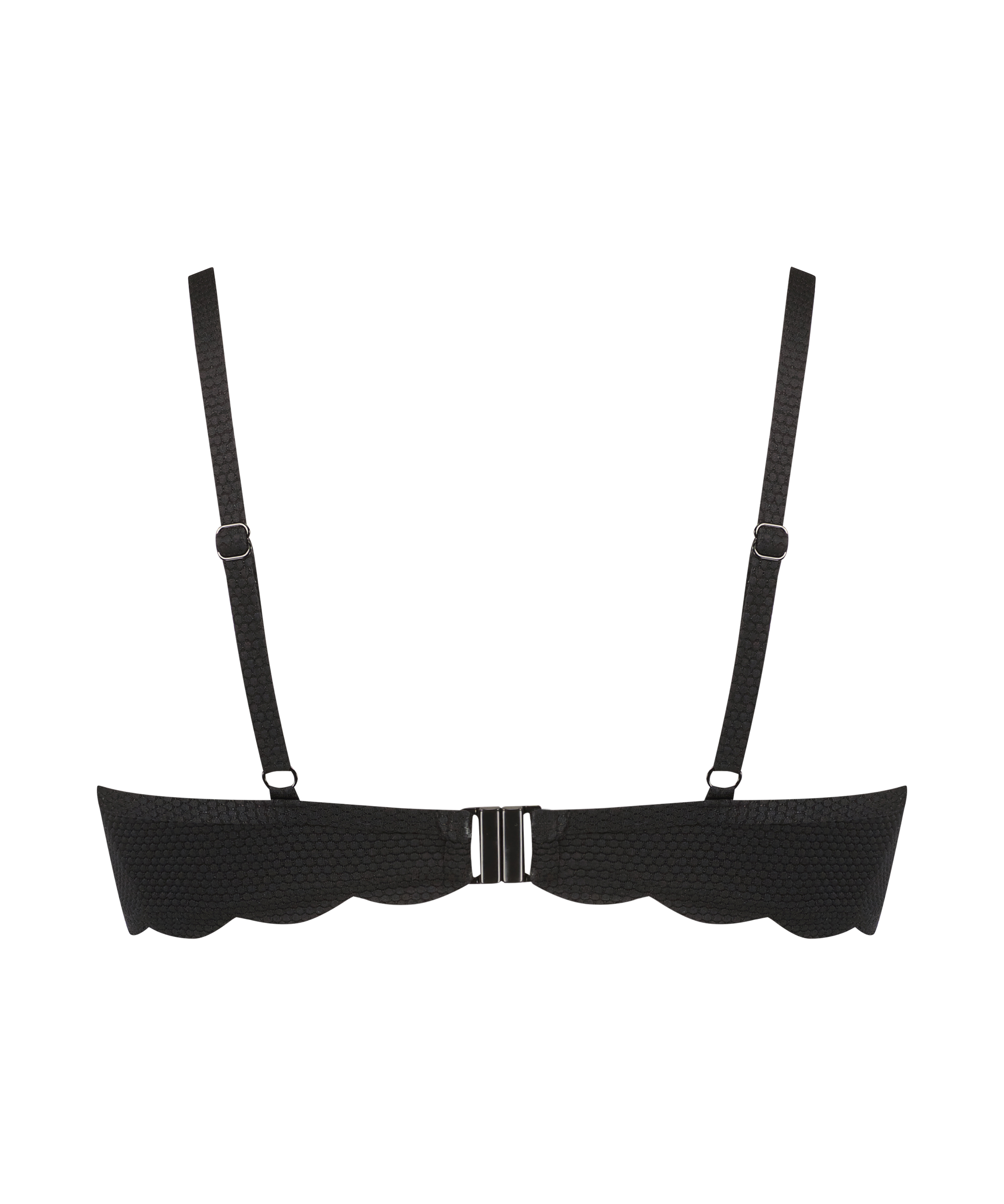 Scallop Padded Underwired Bikini Top, Black, main