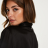 Doutzen satin velvet bathrobe, Black