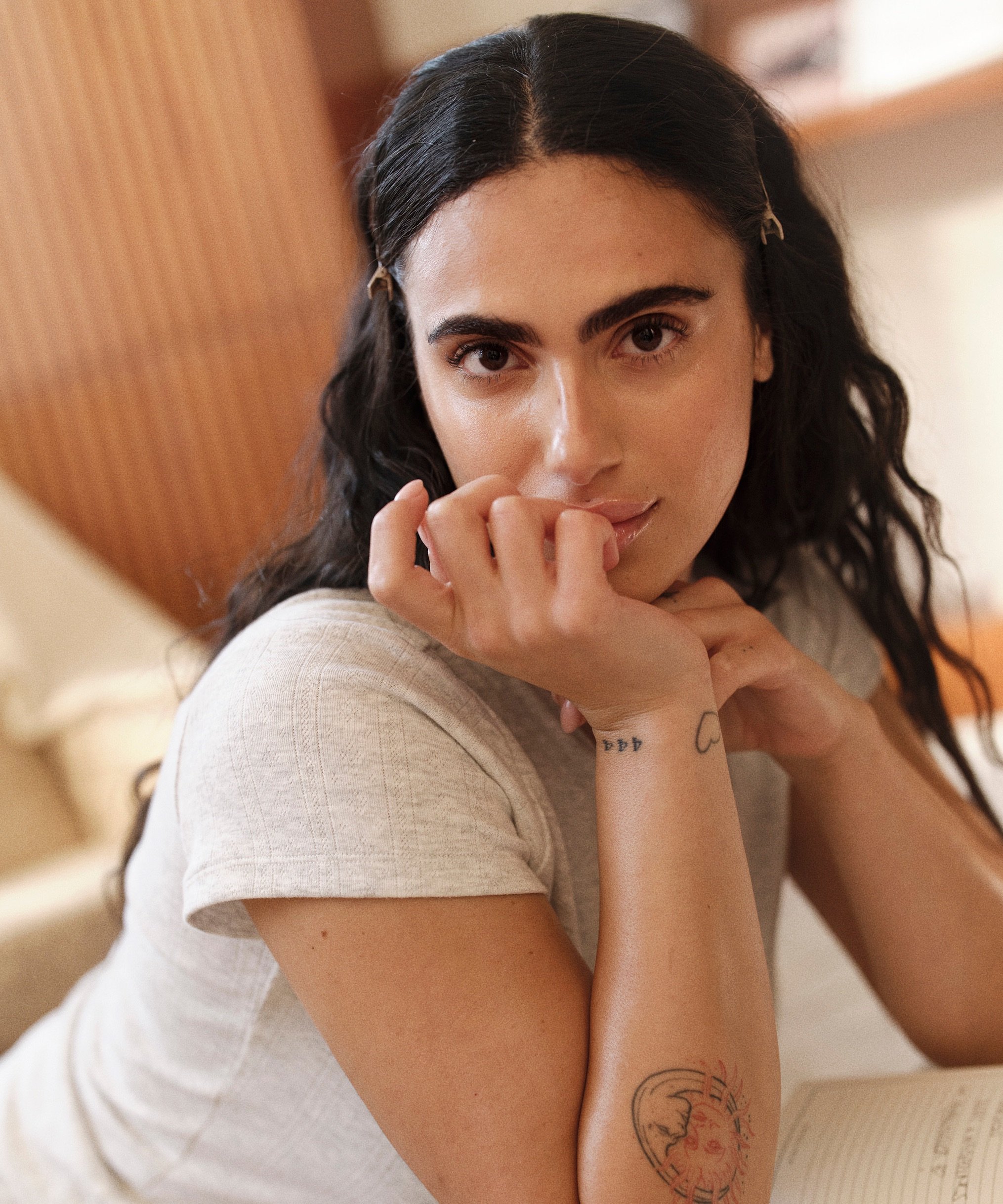 Pointelle Top, Grey, main