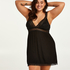 Grafic jersey lace slip dress, Black