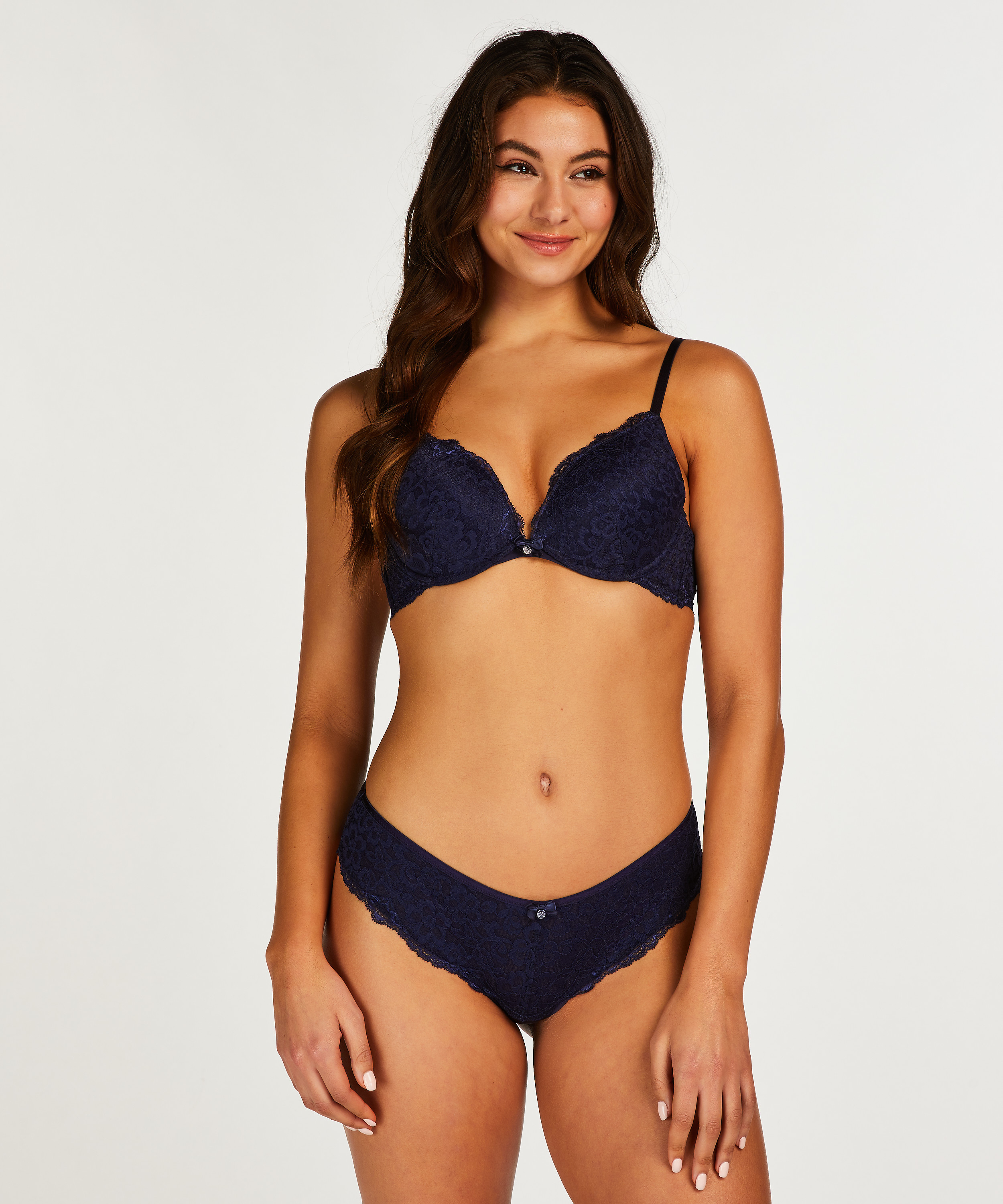 Marine Padded Push-Up Underwired Bra, Blue, main
