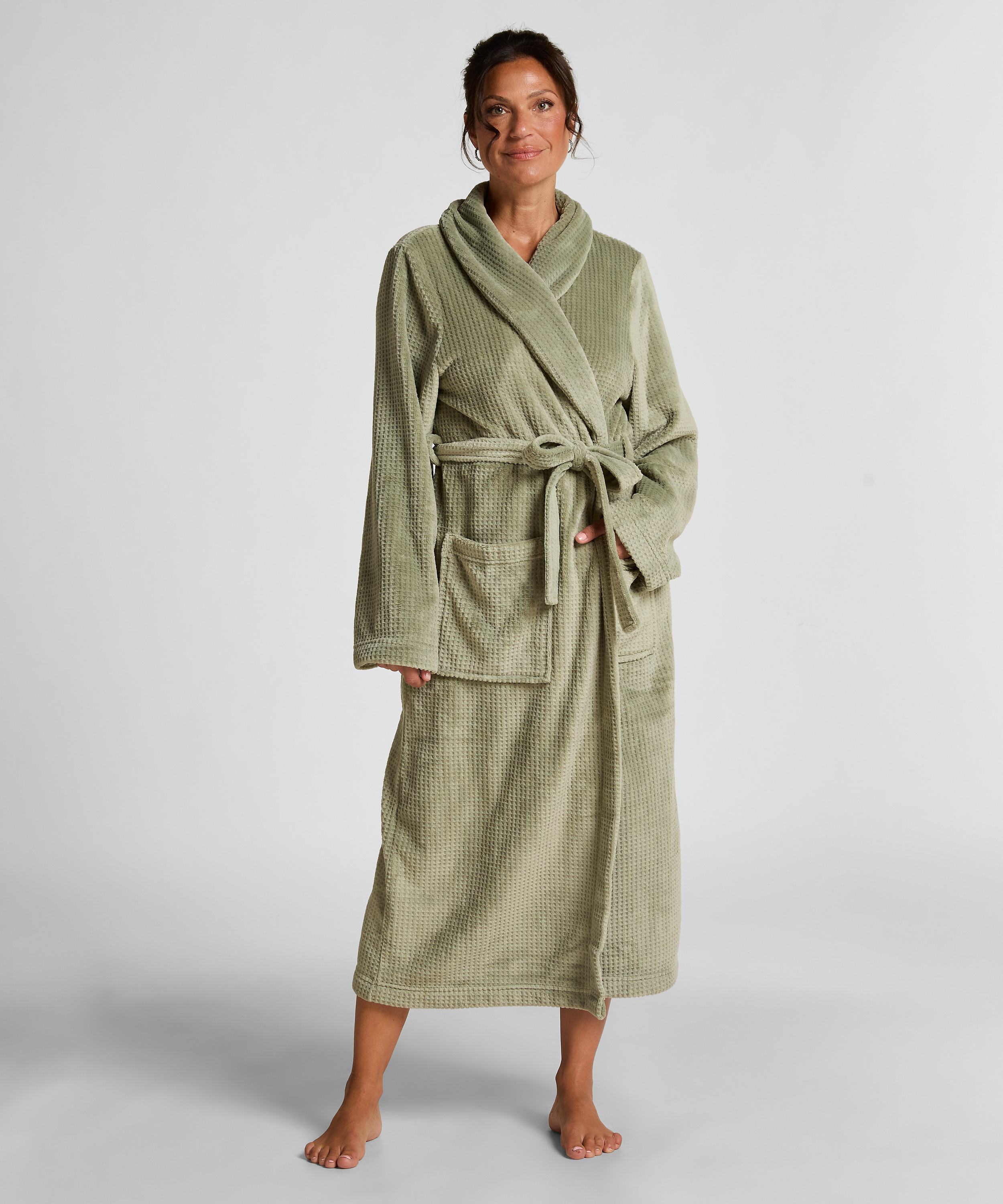 Fleece Bathrobe, Green, main