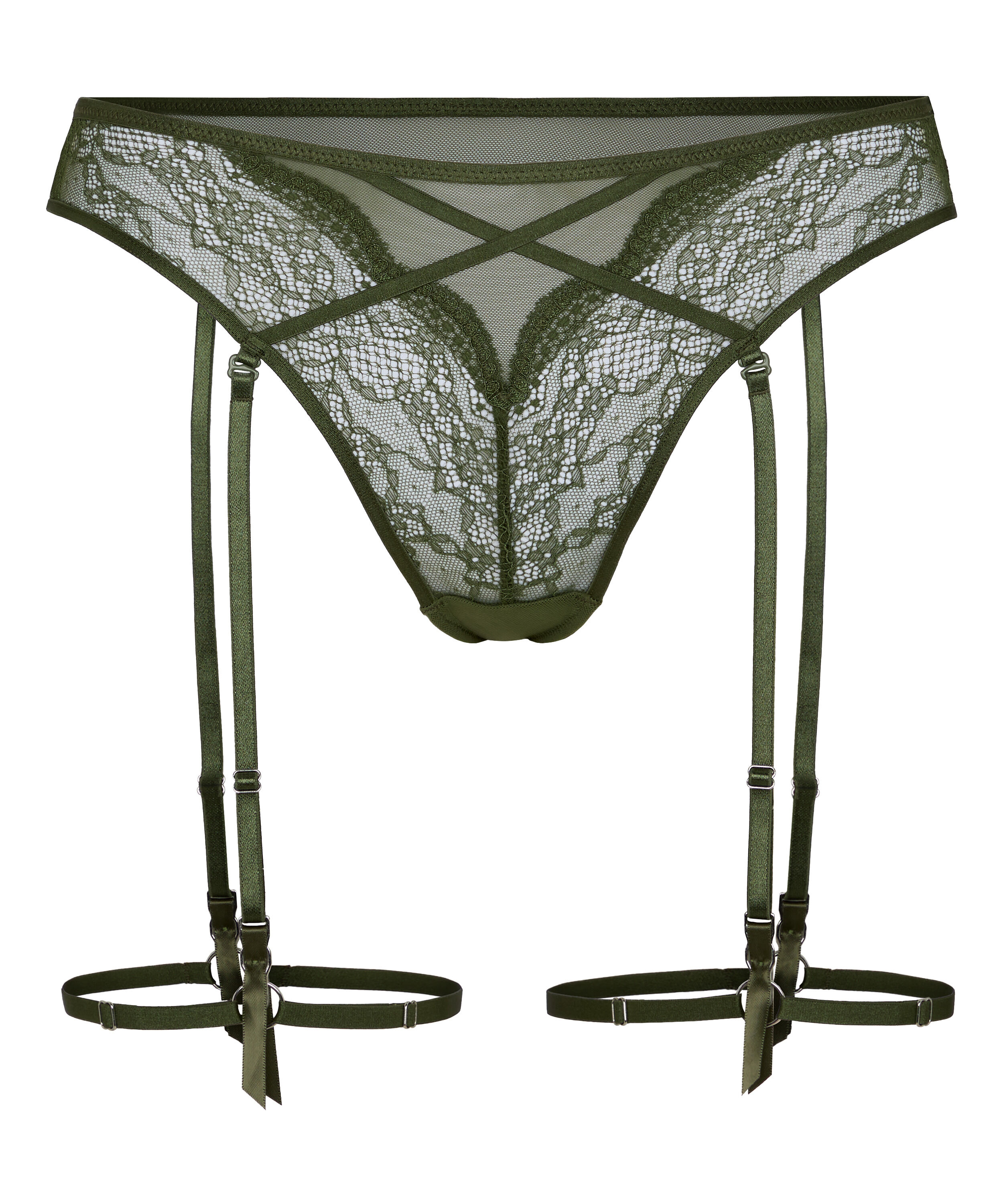 Isabelle High-Waisted Highleg Thong, Green