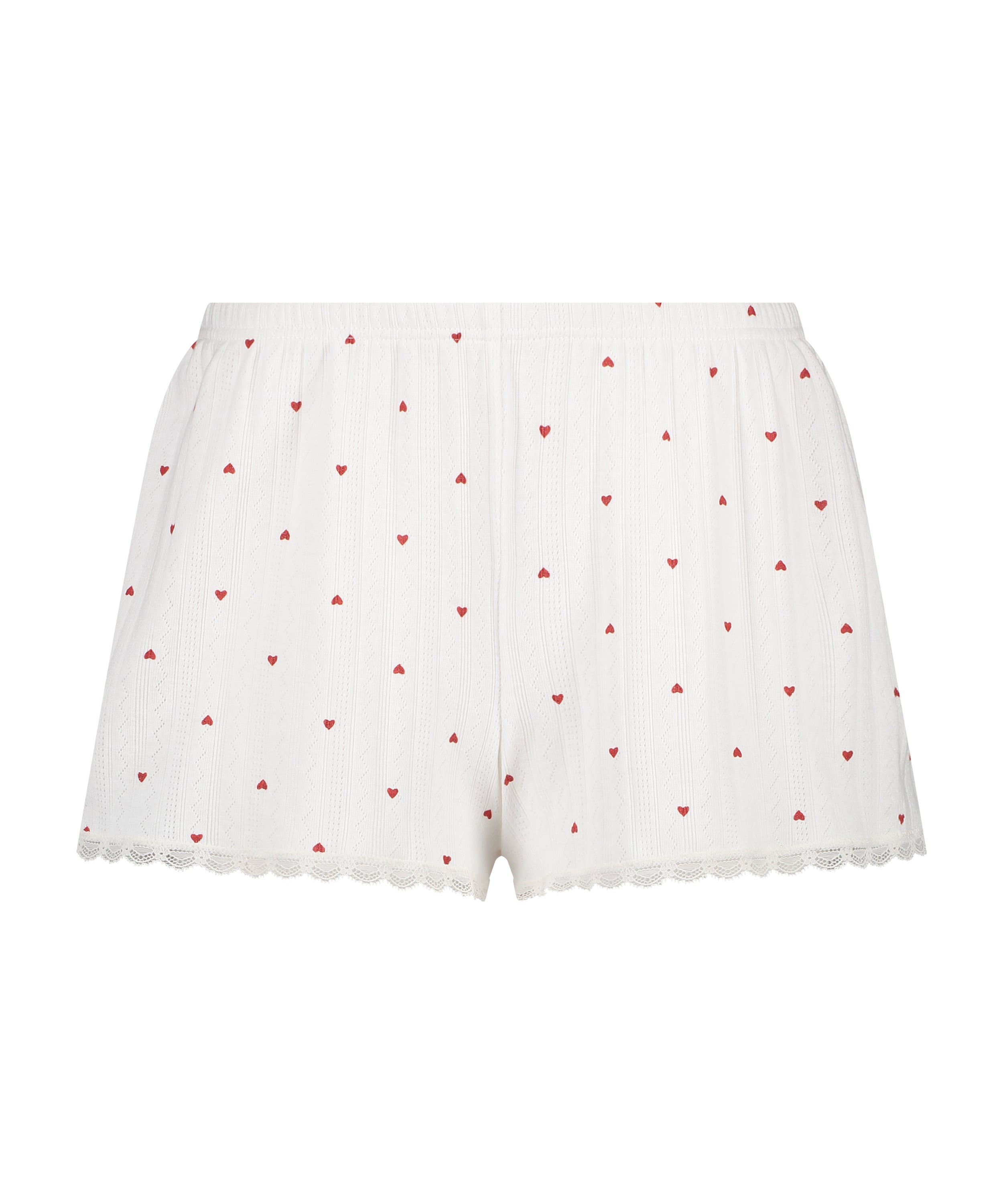 Pointelle Pyjama Shorts, White, main