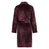 Short Fleece Ribbed Bathrobe, Purple