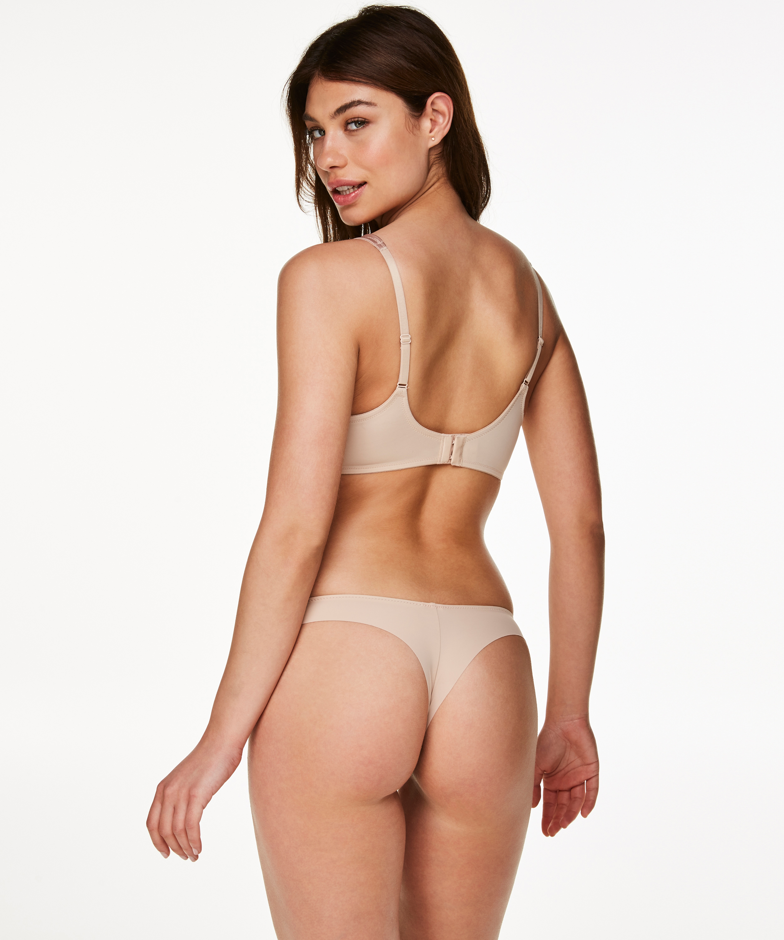 Padded Underwired Bra Satin Fleece, Beige, main