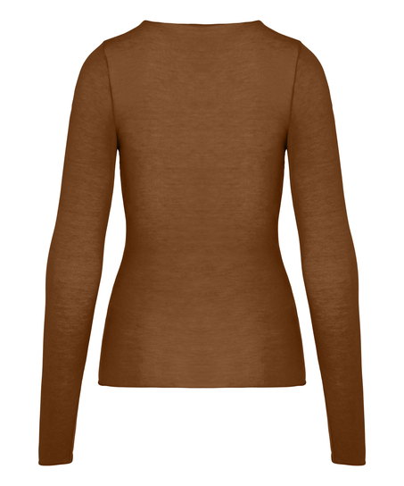 super soft Lace V-Neck shirt with Cashmere, Brown
