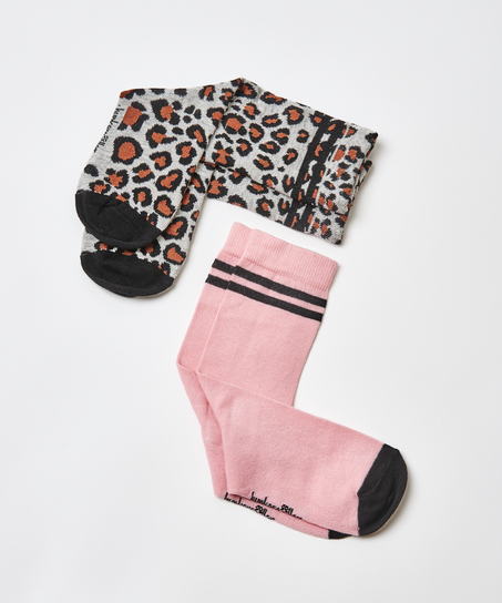 2 Pairs Cotton Socks, Gray