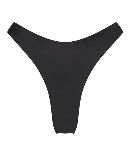 Luxe High-Leg Bikini Bottoms, Black