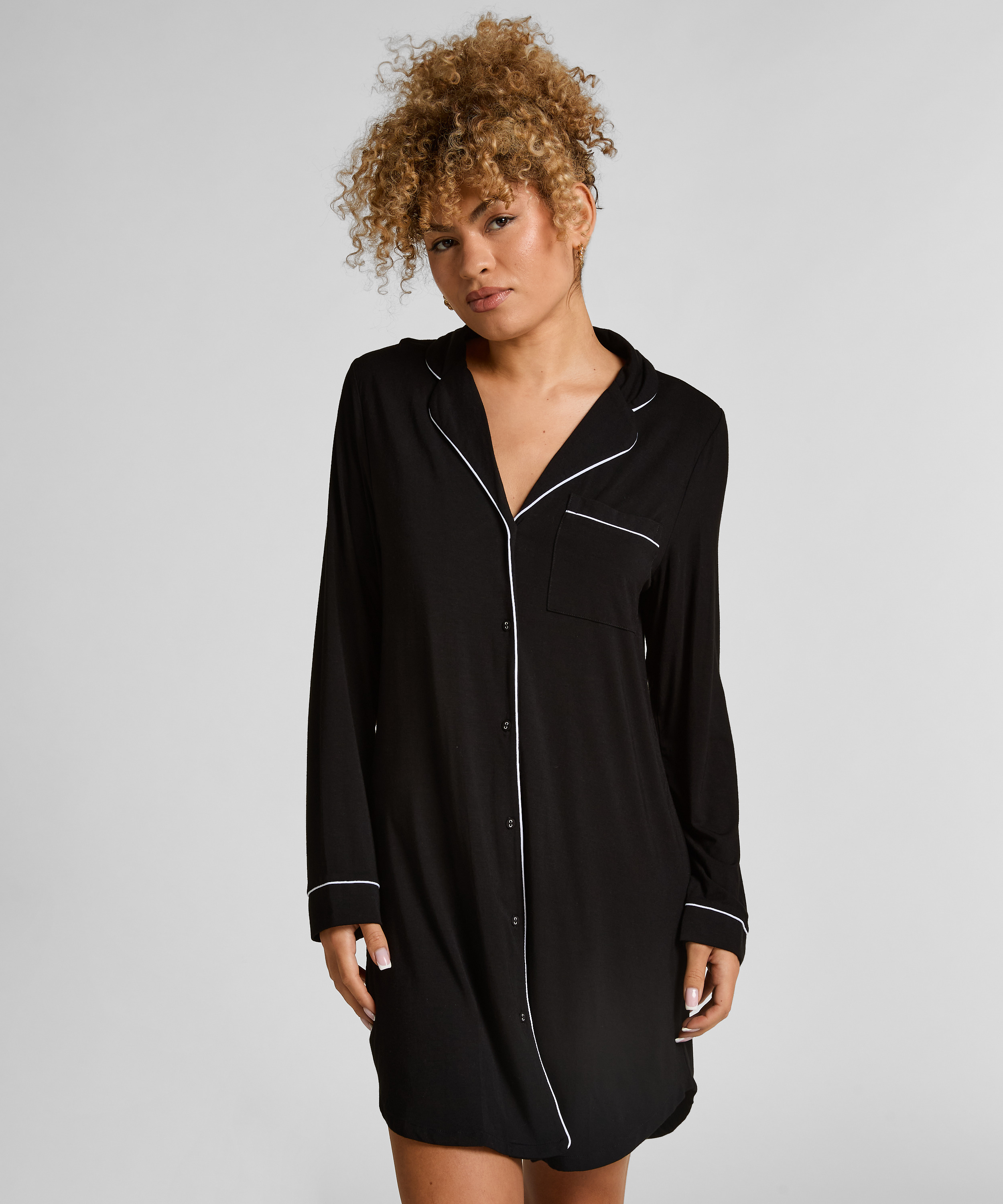 Essential Jersey Shirtdress, Black, main