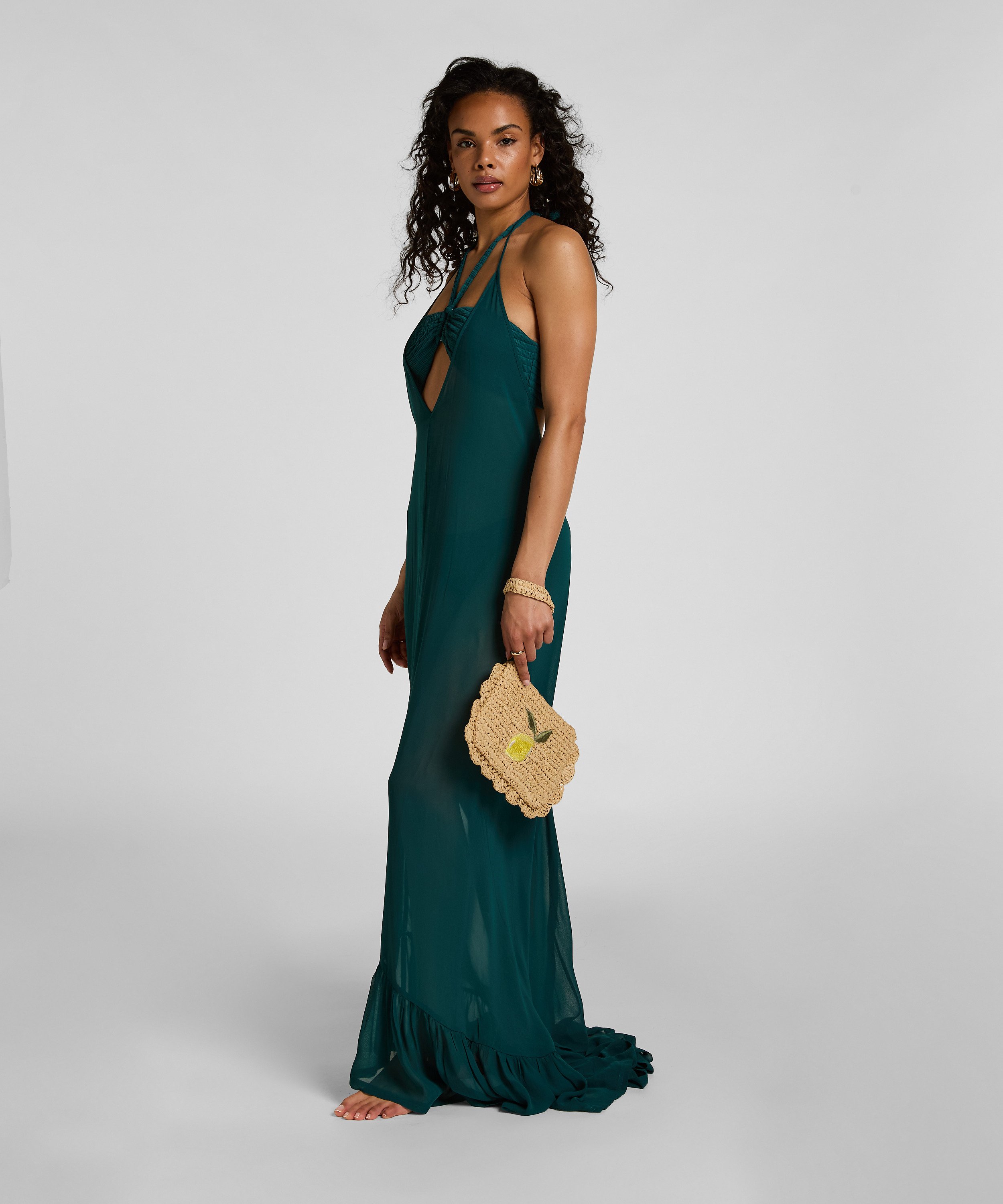 Clutch Raffia, Beige, main