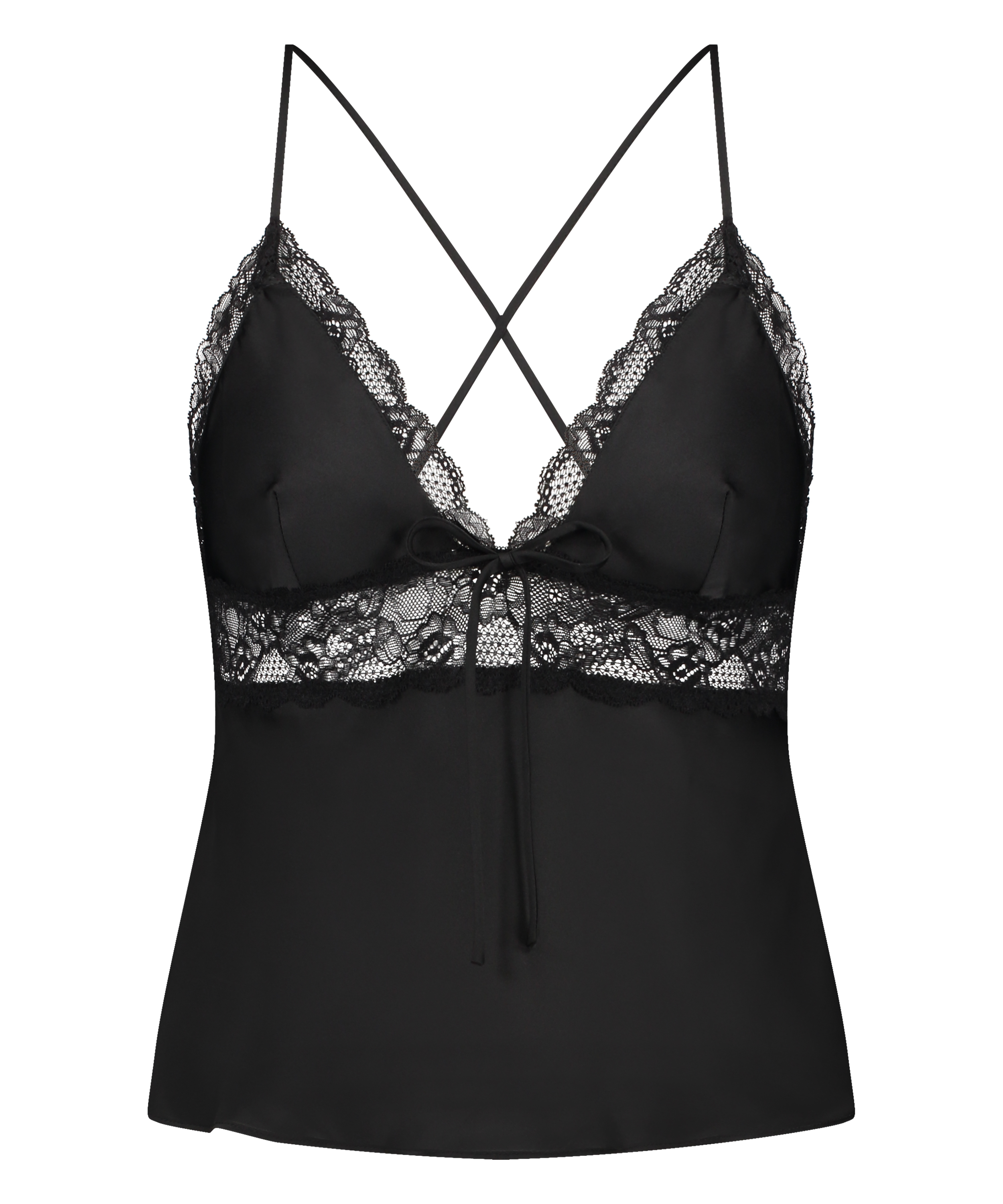 Satin Marcela Cami Top, Black, main