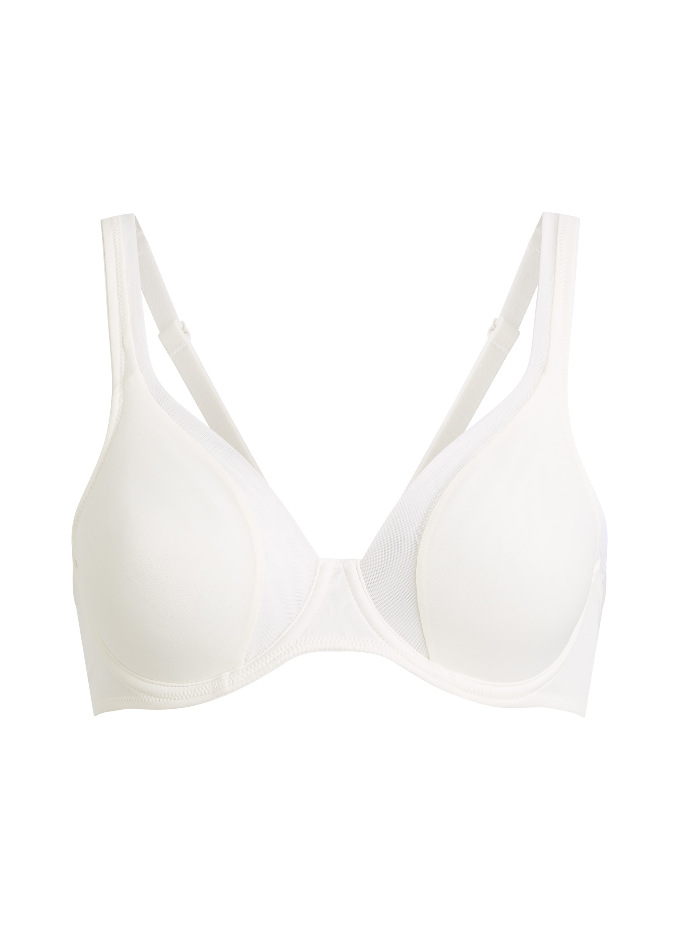 Mesh non-padded underwired bra, White, main