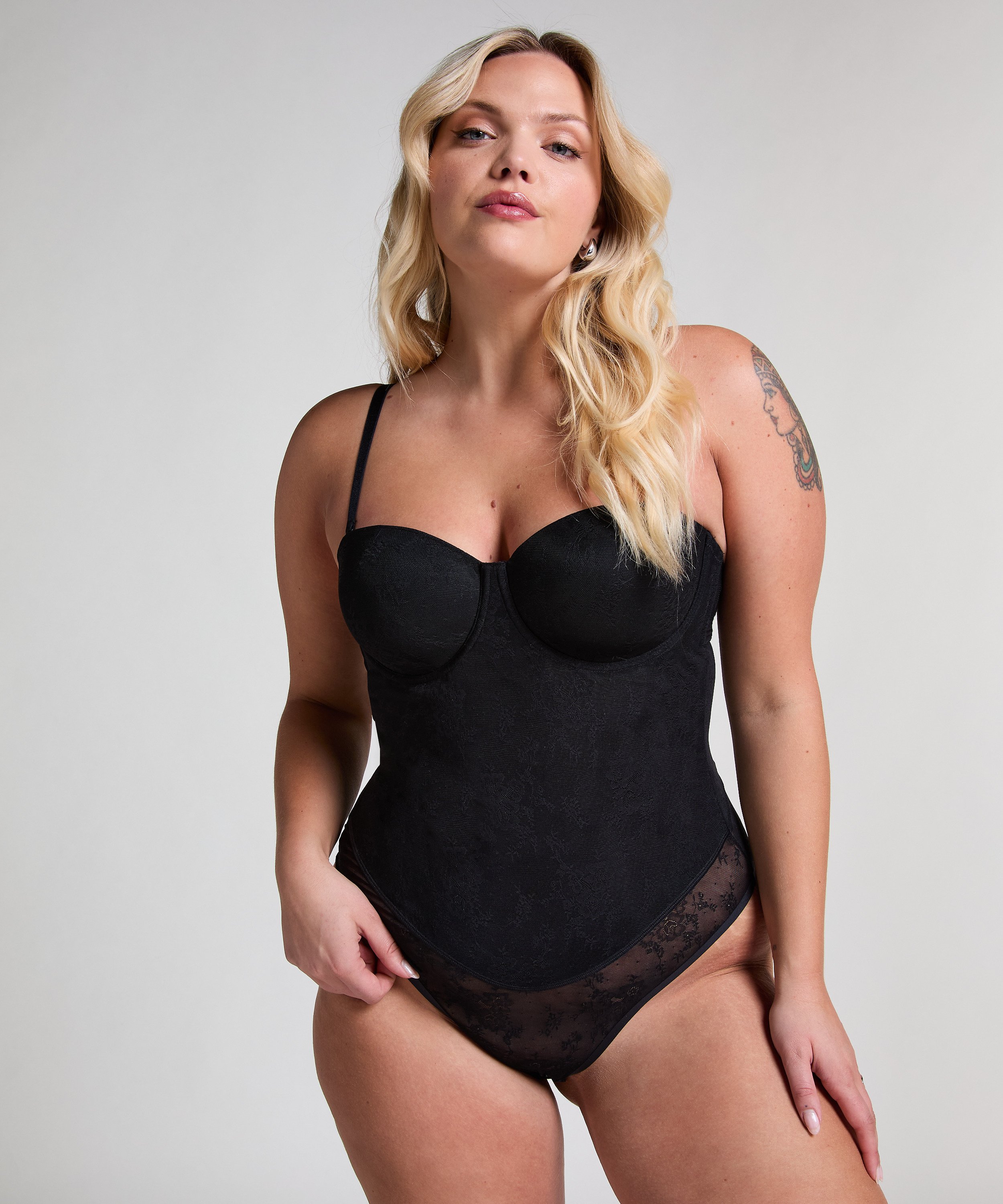 Lace Shaping Body, Black, main