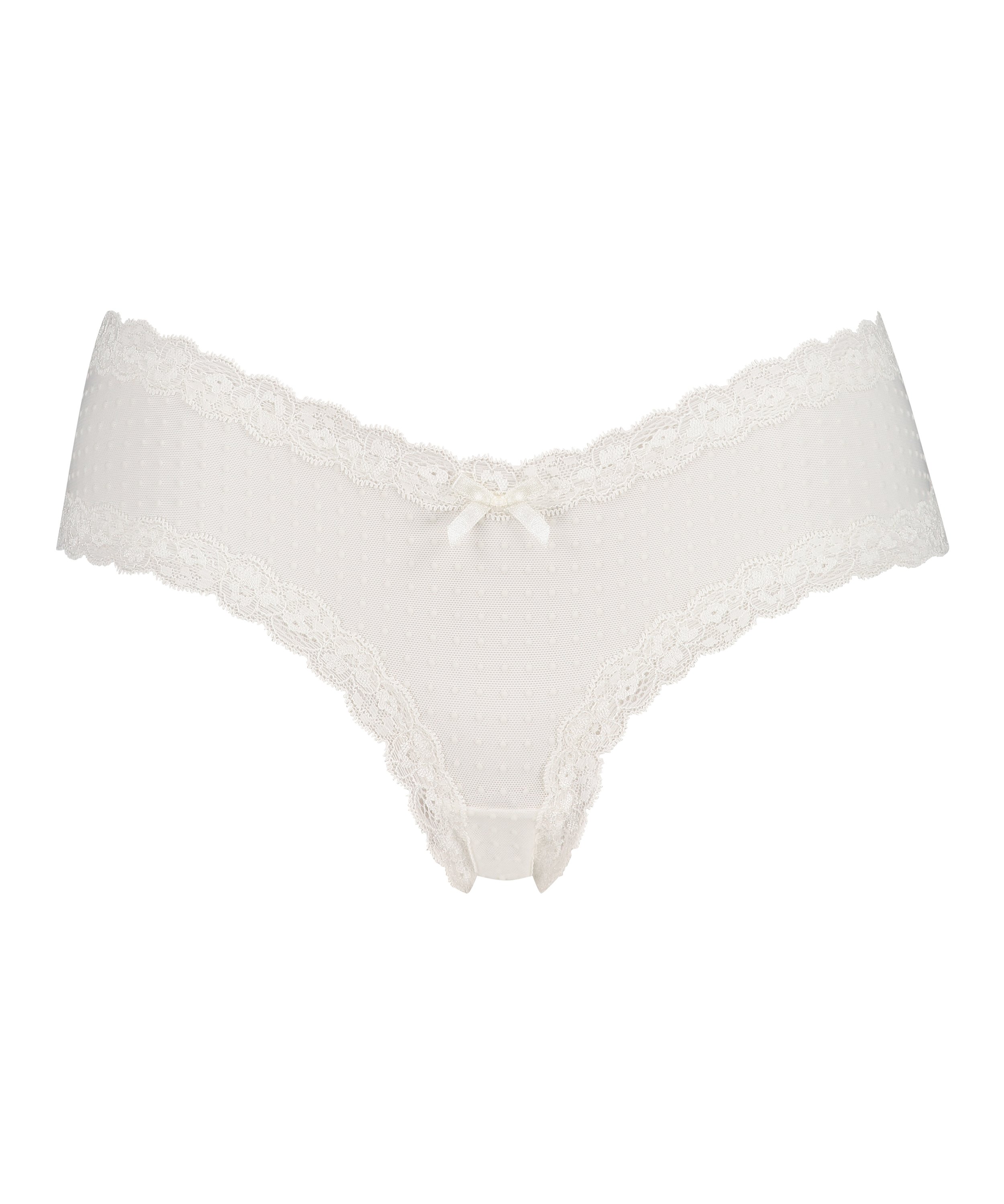 V-shaped Brazilian knickers mesh, White, main