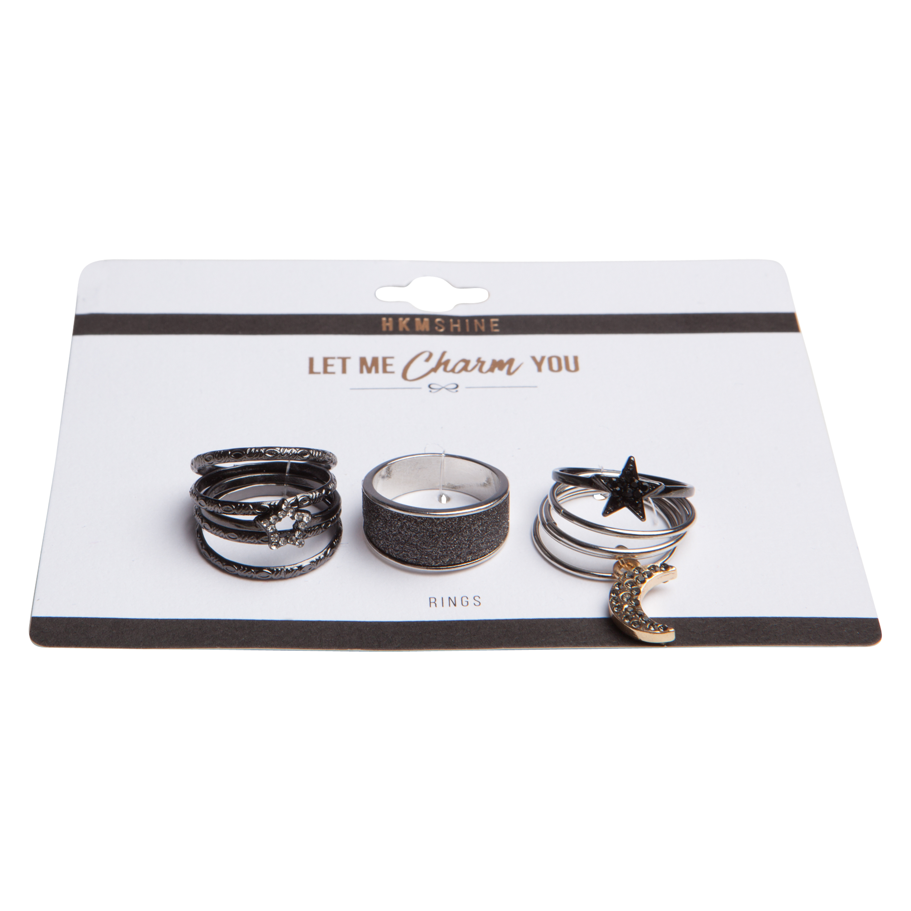 Star & Moon Ring Set, Gray, main