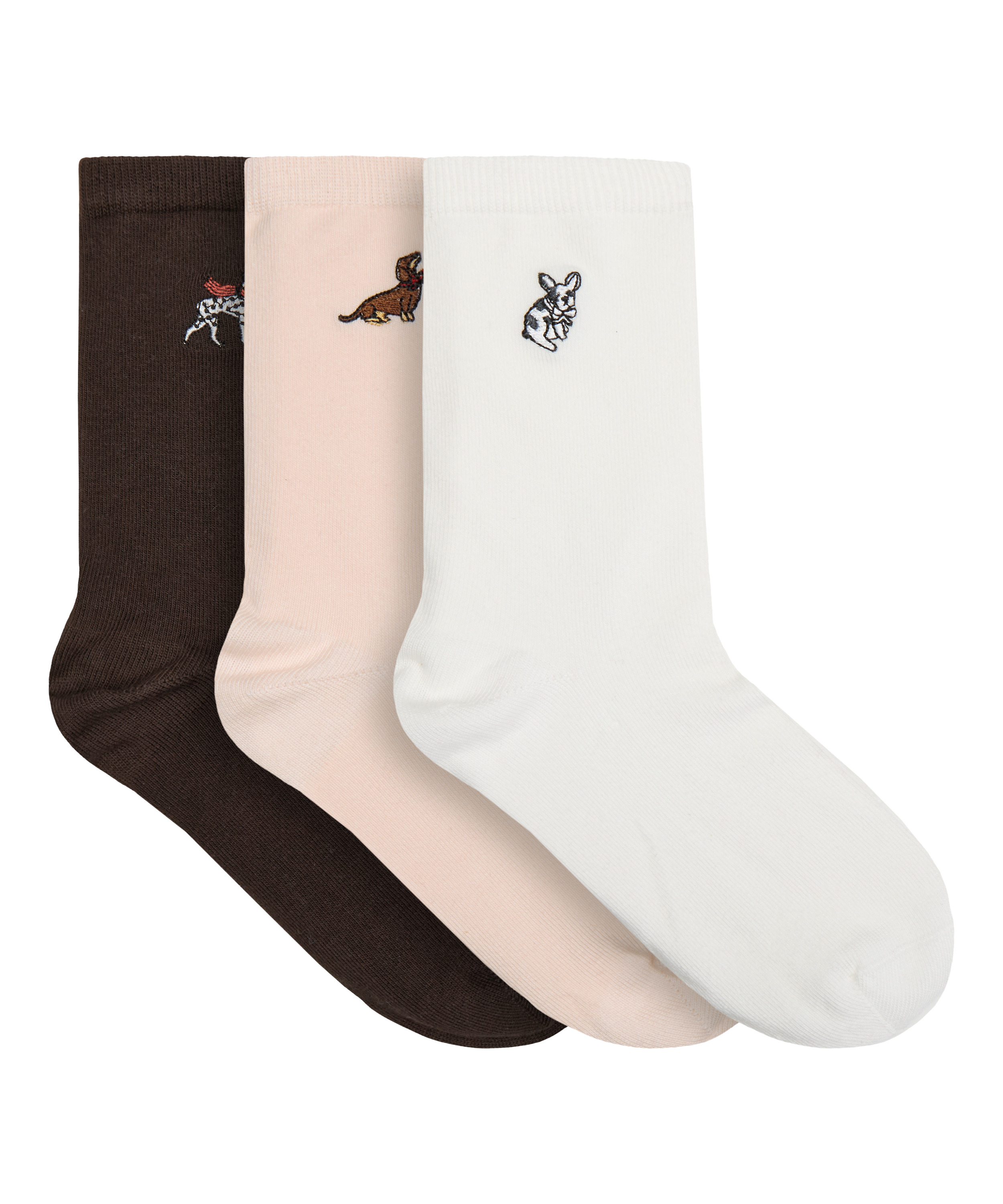 Socks 3 Pair Cotton, Pink, main