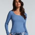 Ribbed Pyjama Top, Blue
