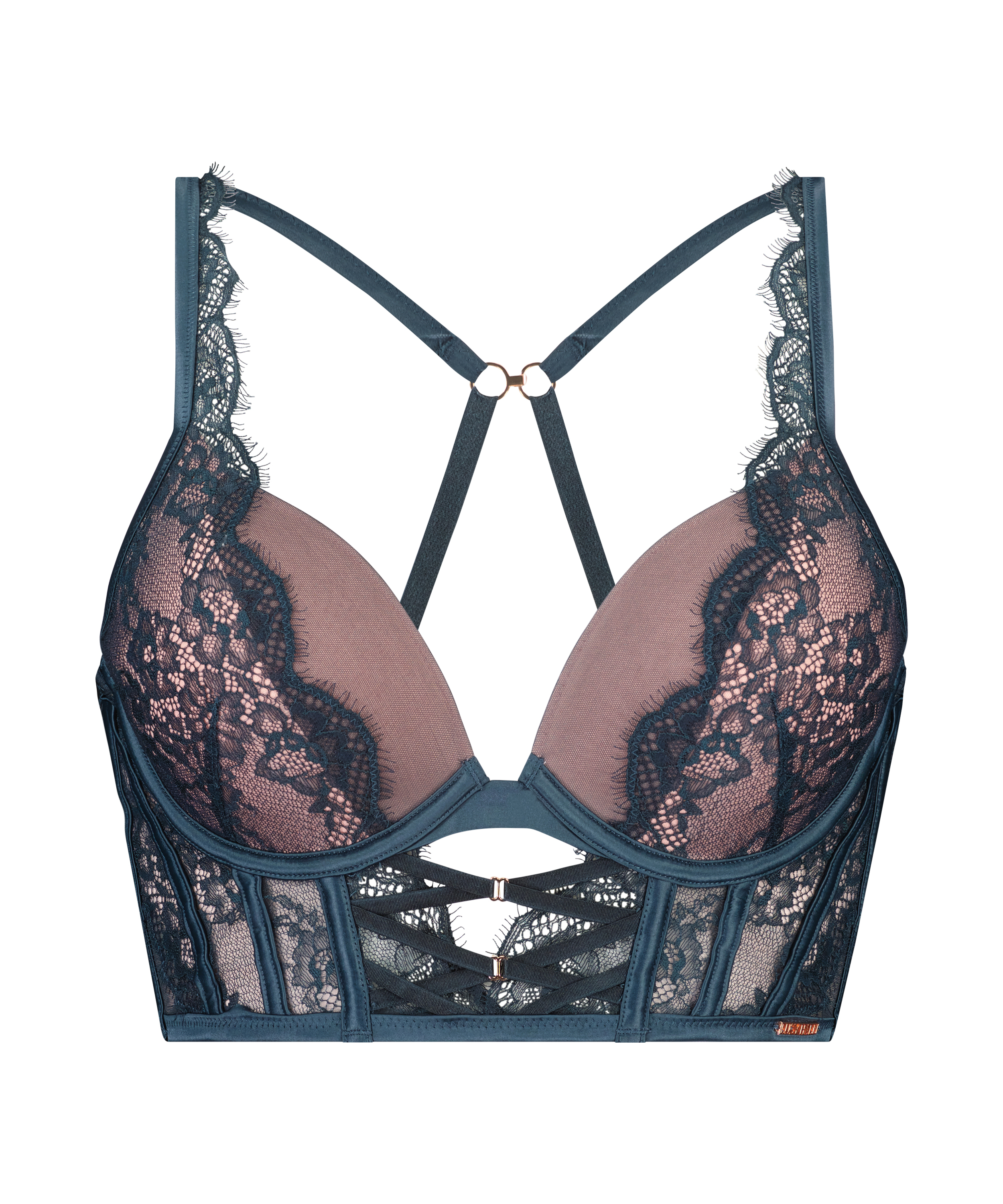 Margaret padded push-up long line underwired bra Lucy Hale, Blue, main