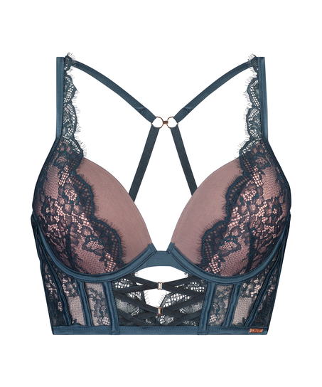 Margaret padded push-up long line underwired bra Lucy Hale, Blue