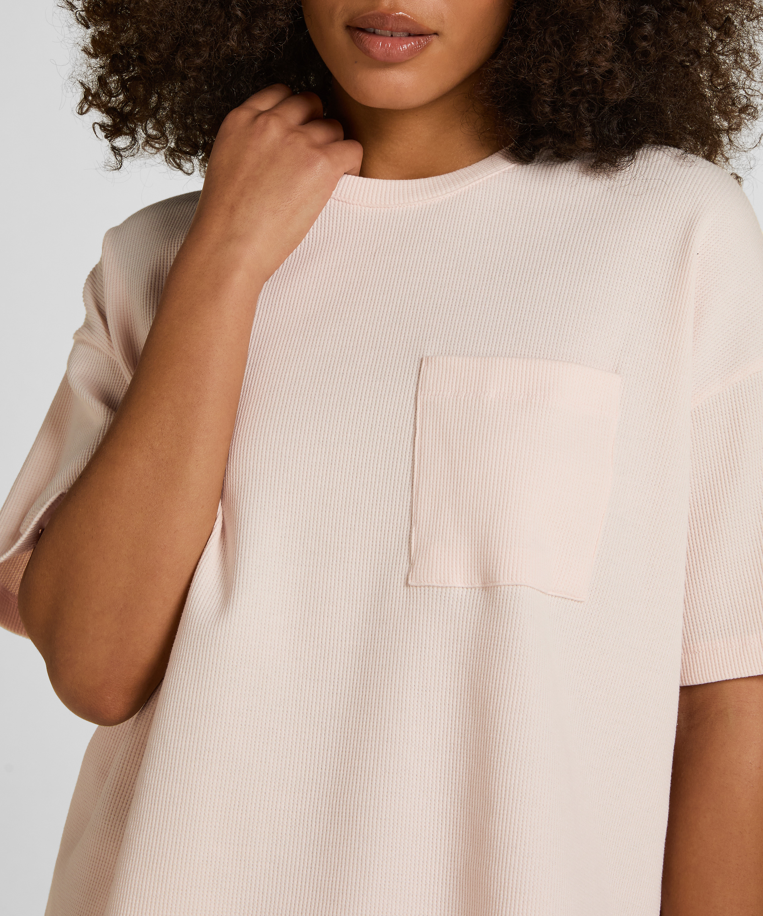 Pyjama Top Waffle, Pink, main